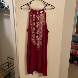 Maroon, Embroidered dress